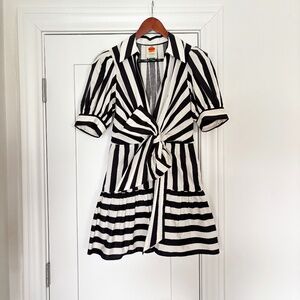 Farm Rio Mixed Stripes Short-Sleeve Bow Mini Dress - SIZE SMALL